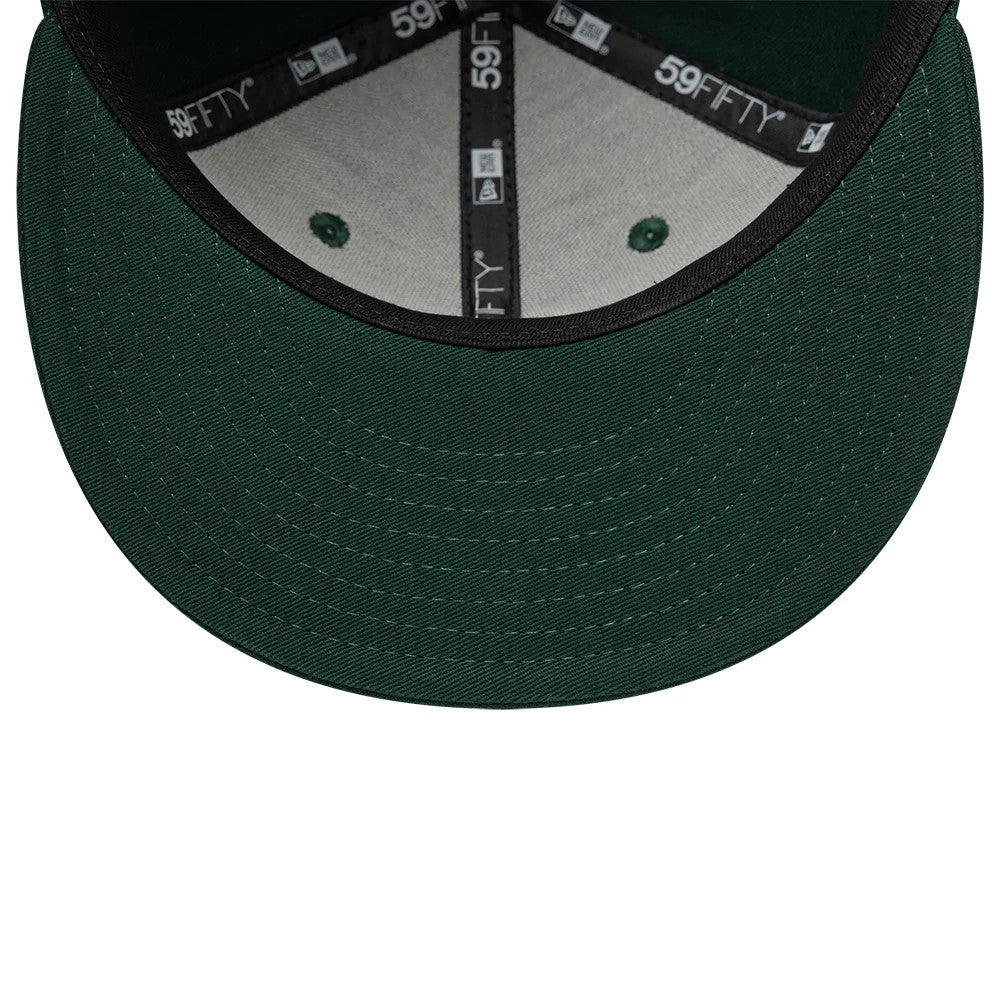 Pictured is this MLB League Essential Athletics 59FIFTY Fitted cap in dark green. 5