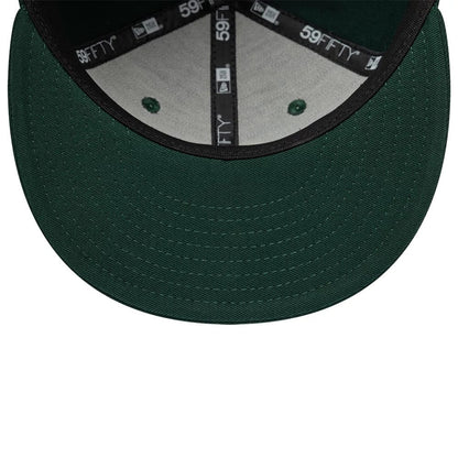Pictured is this MLB League Essential Athletics 59FIFTY Fitted cap in dark green. 5