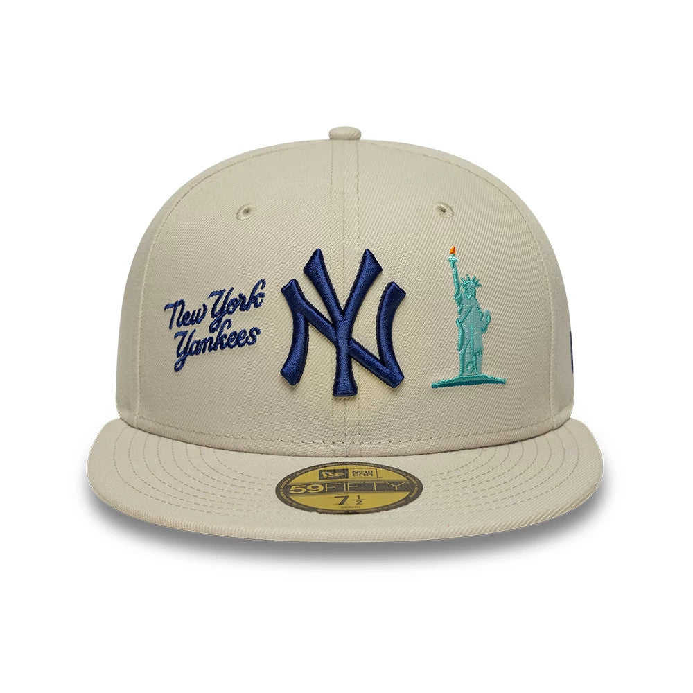 Pictured is this MLB City Icon New York Yankees 59FIFTY Fitted cap in light beige. 2