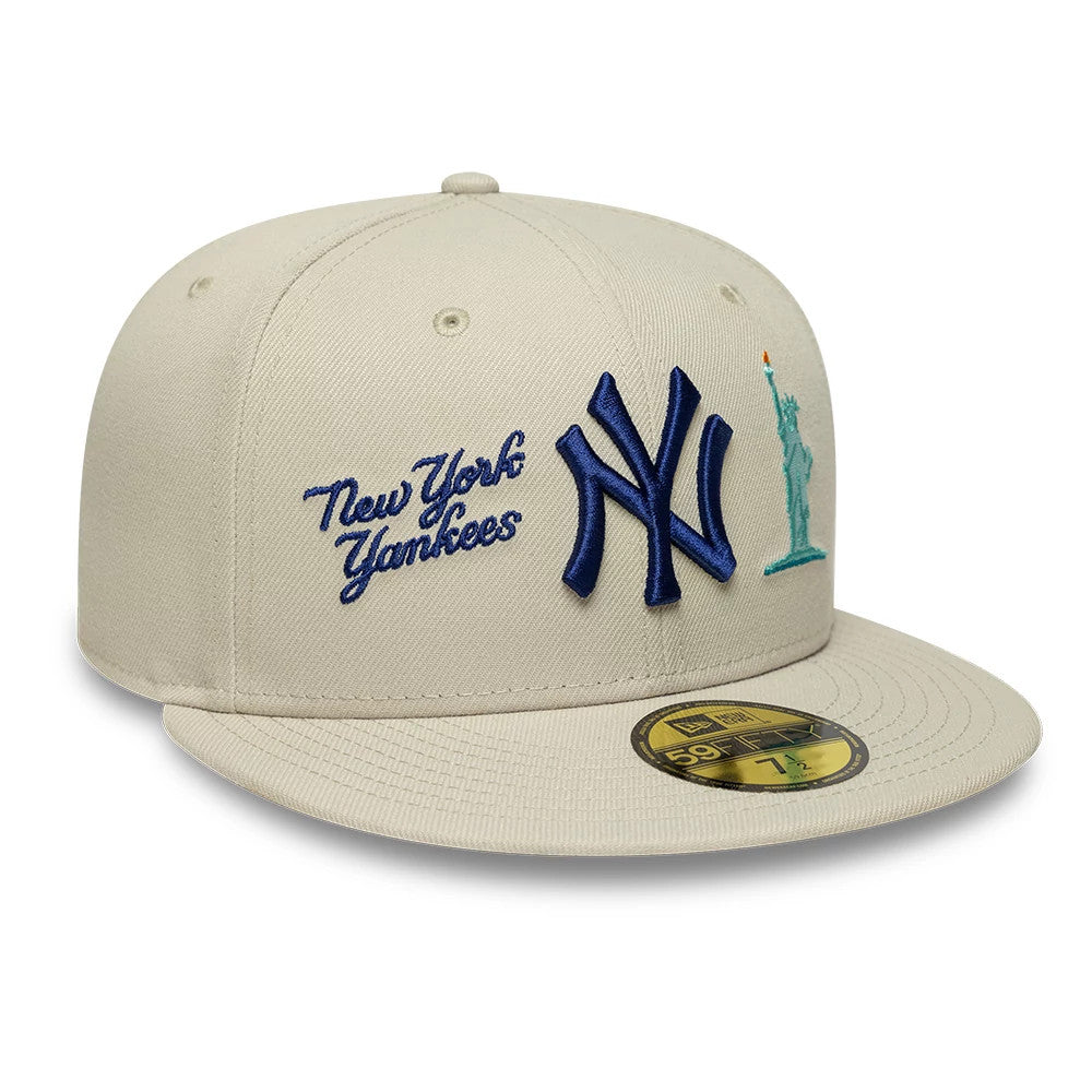 Pictured is this MLB City Icon New York Yankees 59FIFTY Fitted cap in light beige. 3