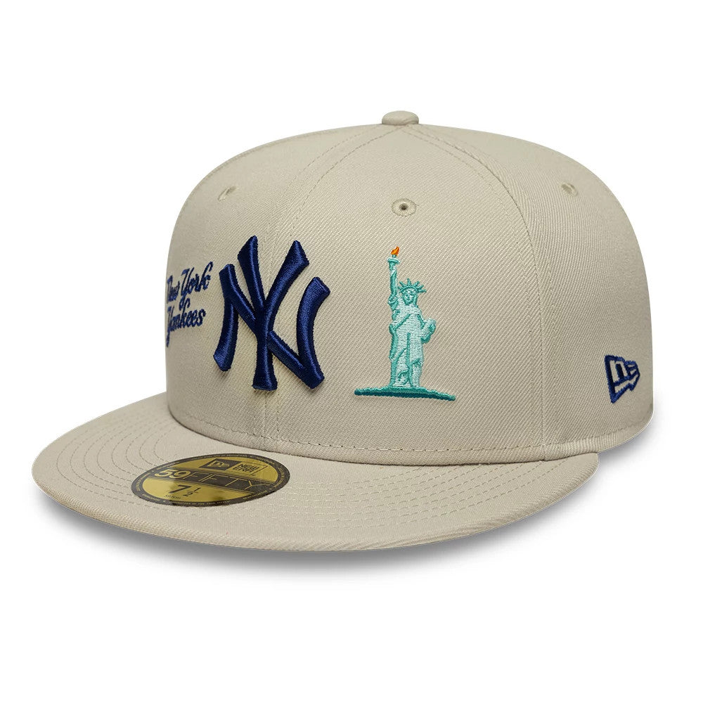 Pictured is this MLB City Icon New York Yankees 59FIFTY Fitted cap in light beige. 1