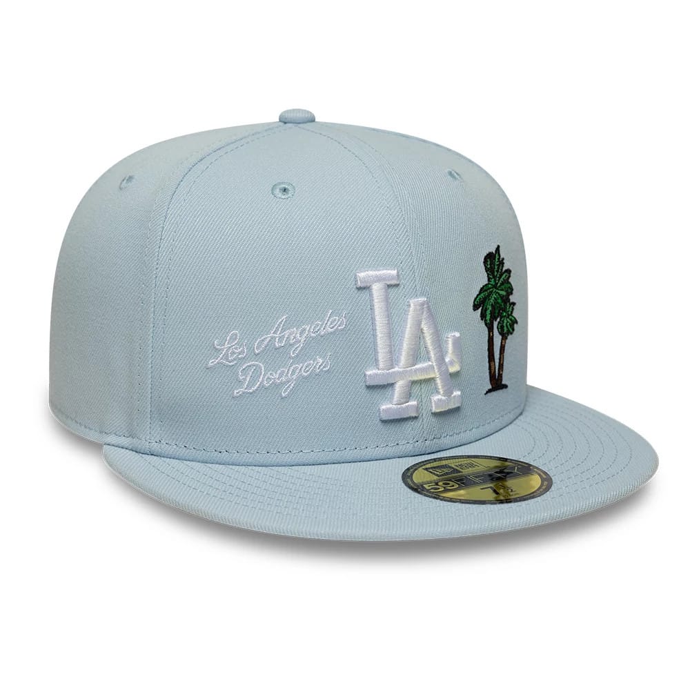 Pictured is this MLB City Icon LA Dodgers 59FIFTY Fitted cap in pastel blue. 3