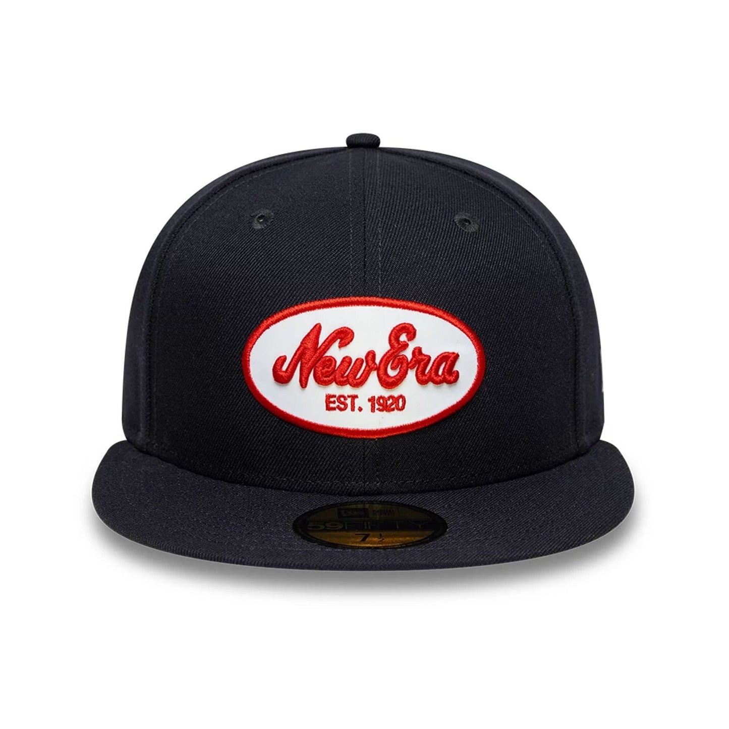 Pictured is this New Era Oval Patch 59FIFTY Fitted cap in navy. 2