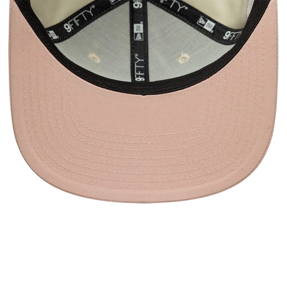 Pictured is this MLB World Series Patch LA Dodgers 9FIFTY Snapback Adjustable cap in light beige. 5
