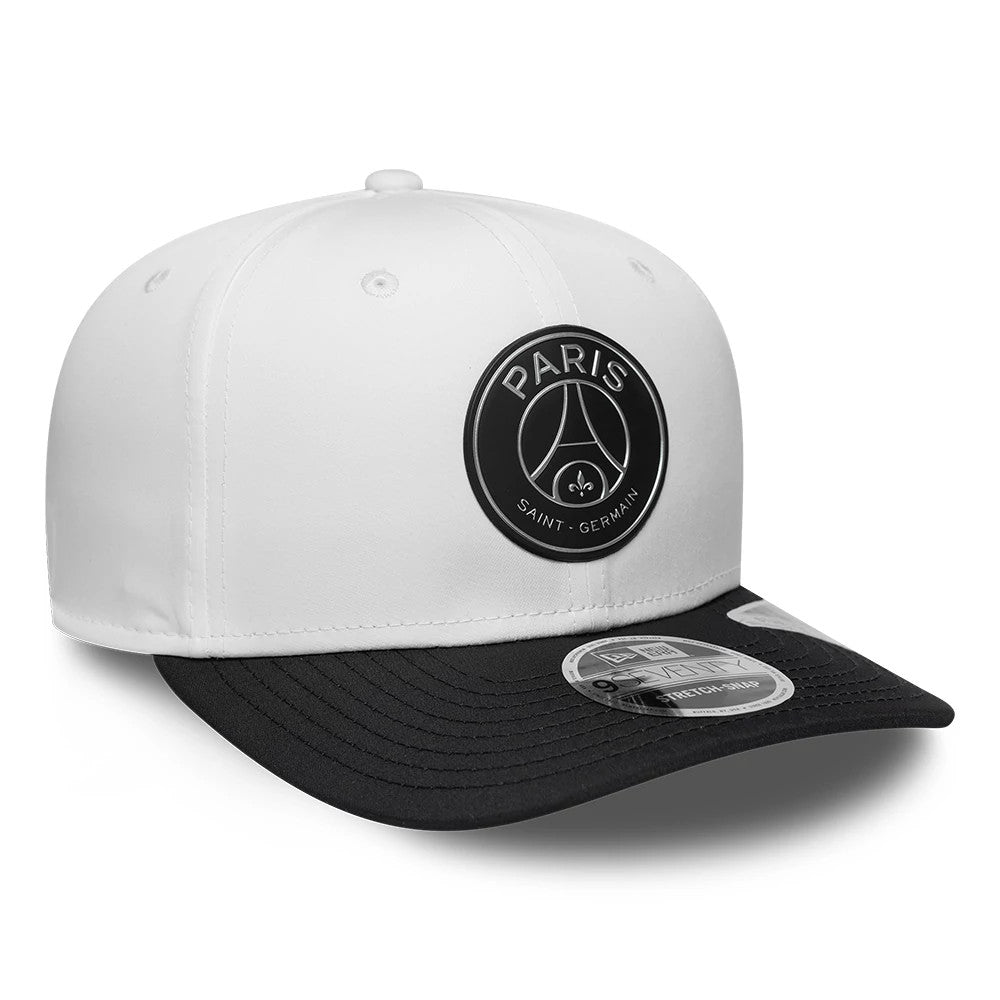 Pictured is this Paris Saint-Germain Metallic 9SEVENTY Stretch Snap Adjustable cap in white. 3
