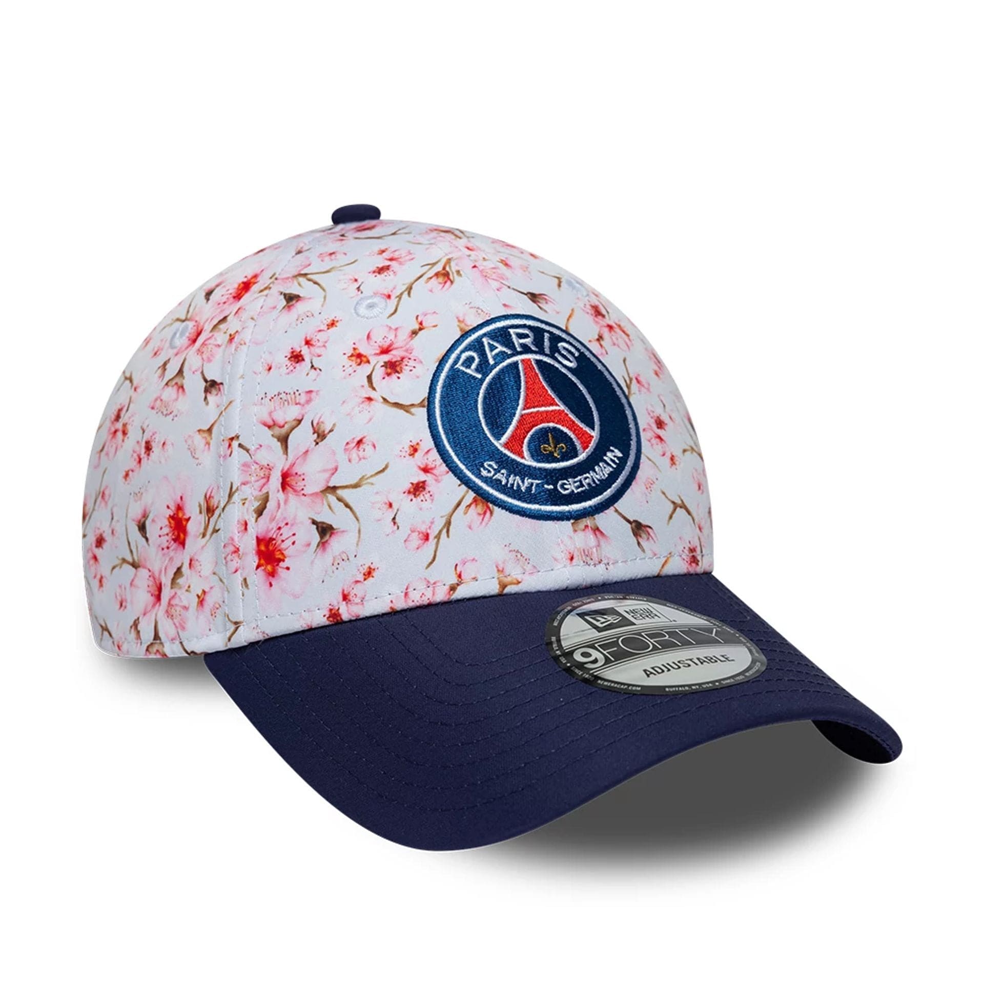 Pictured is this Paris Saint Germain Cherry Blossom 9FORTY Adjustable cap in navy. 3