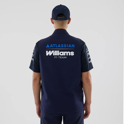 The model is wearing this Atlassian Williams F1 Team Gilet in navy. 2