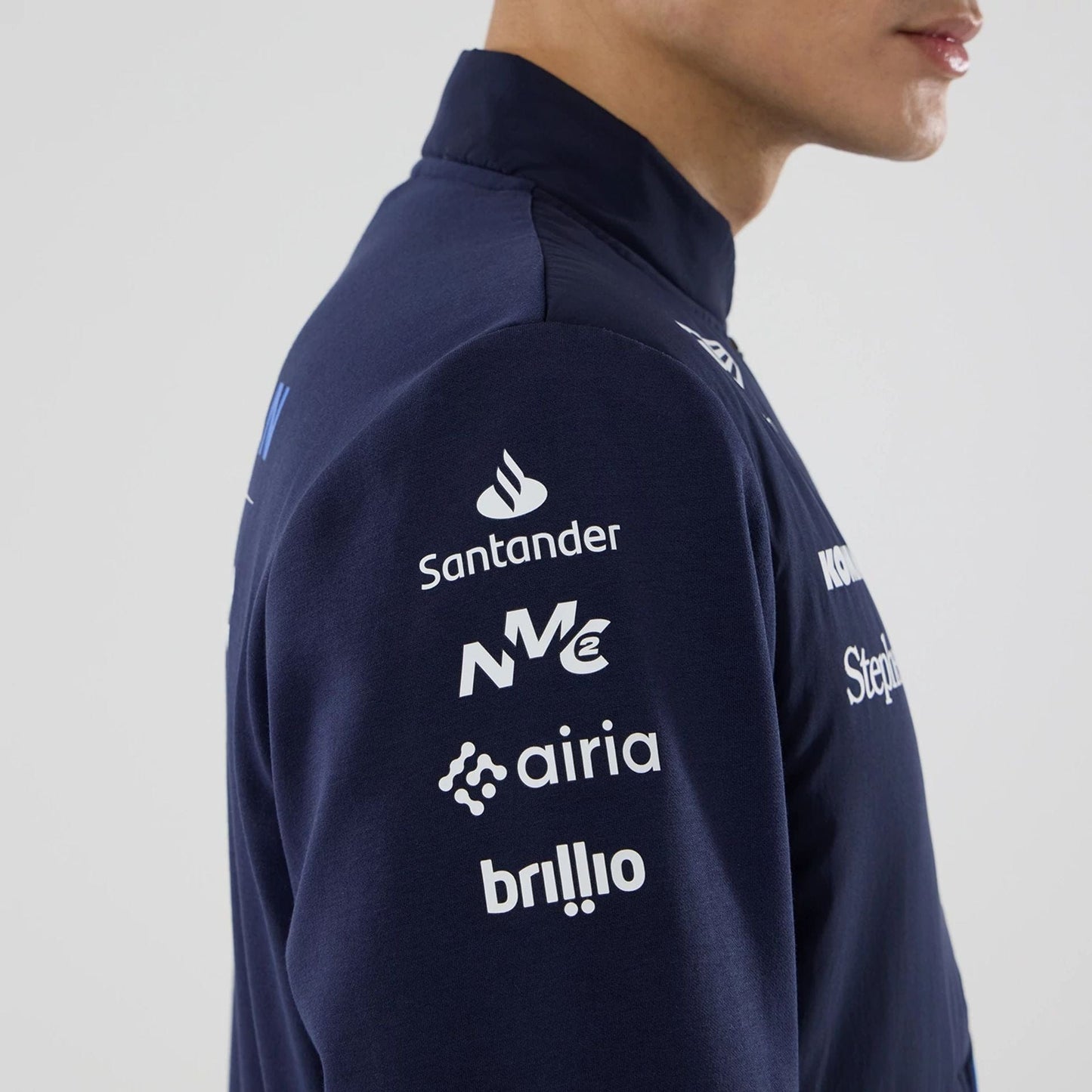 The model is wearing this Atlassian Williams F1 Team Hybrid Jacket in navy. 6