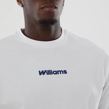 The model is wearing this Atlassian Williams F1 Team Japan 1996 Script World Champions Oversized T-Shirt in white. 4