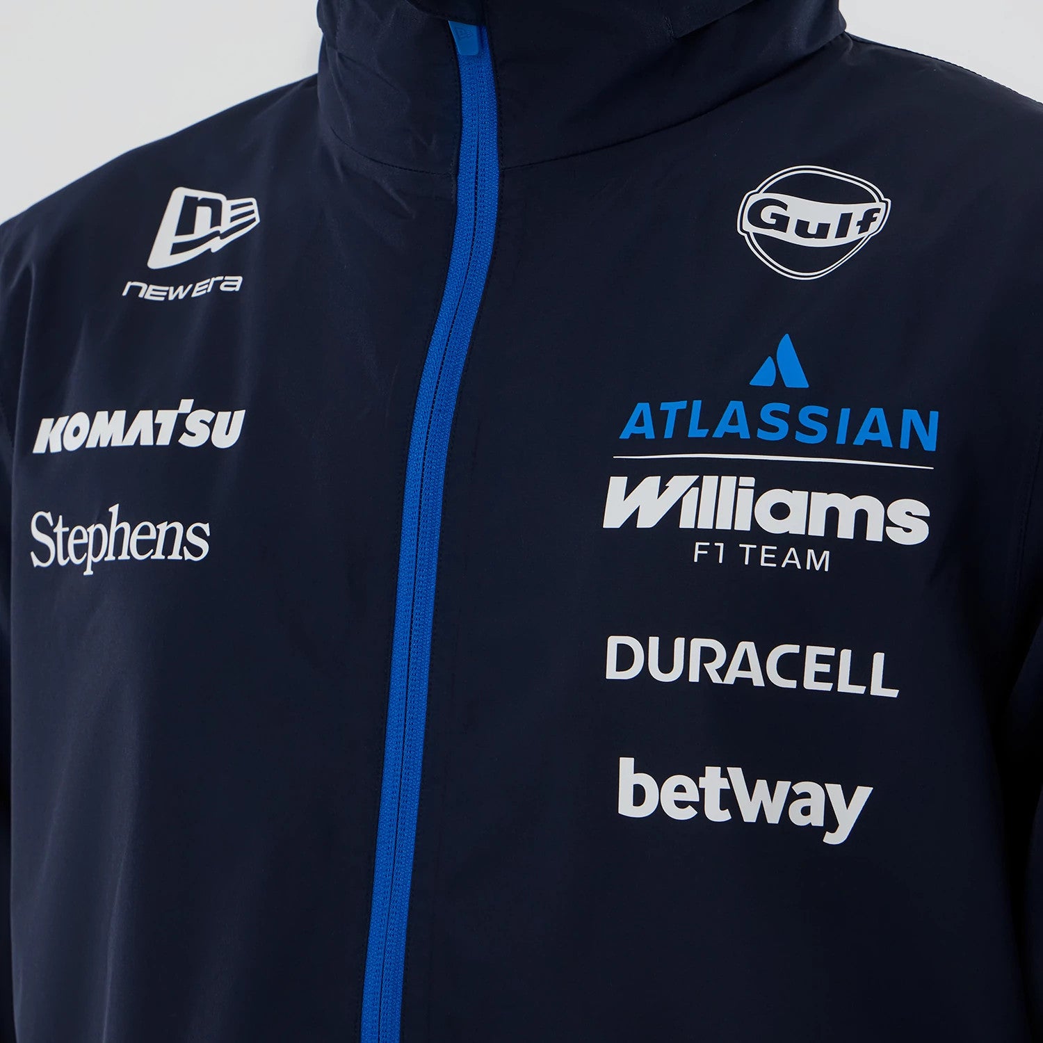 The model is wearing this Atlassian Williams F1 Team Rain Jacket in navy. 4