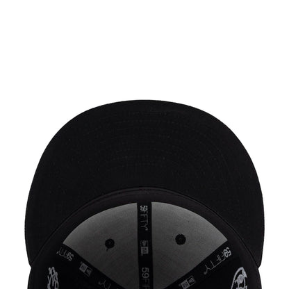 Pictured is this New Era X Mora All Over Characters 59FIFTY Fitted cap in black. 7