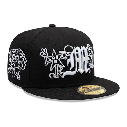 Pictured is this New Era X Mora All Over Characters 59FIFTY Fitted cap in black. 3