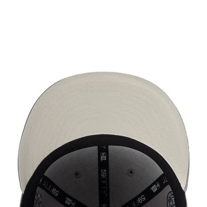 Pictured is this New Era X Mora All Over Characters 59FIFTY Fitted cap in grey. 2