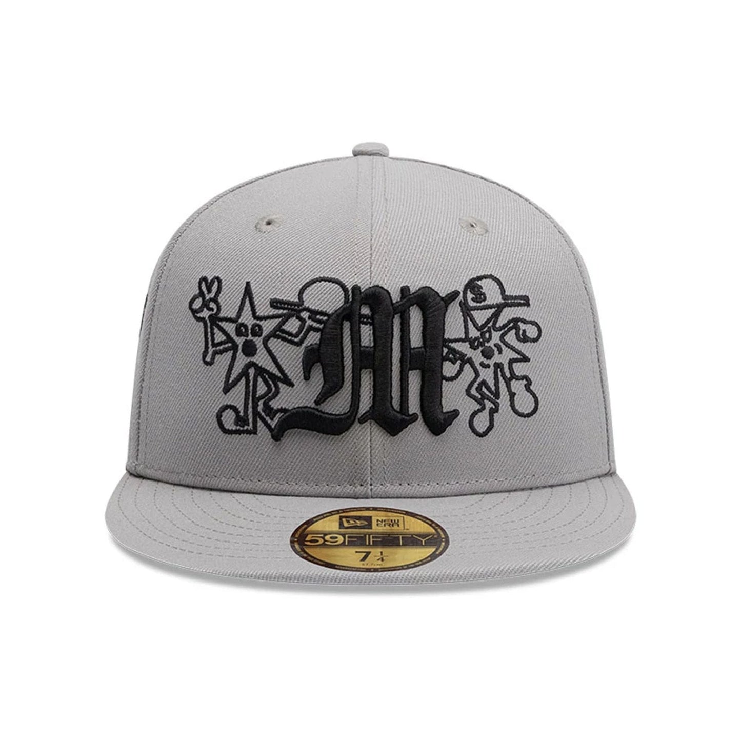 Pictured is this New Era X Mora All Over Characters 59FIFTY Fitted cap in grey. 3