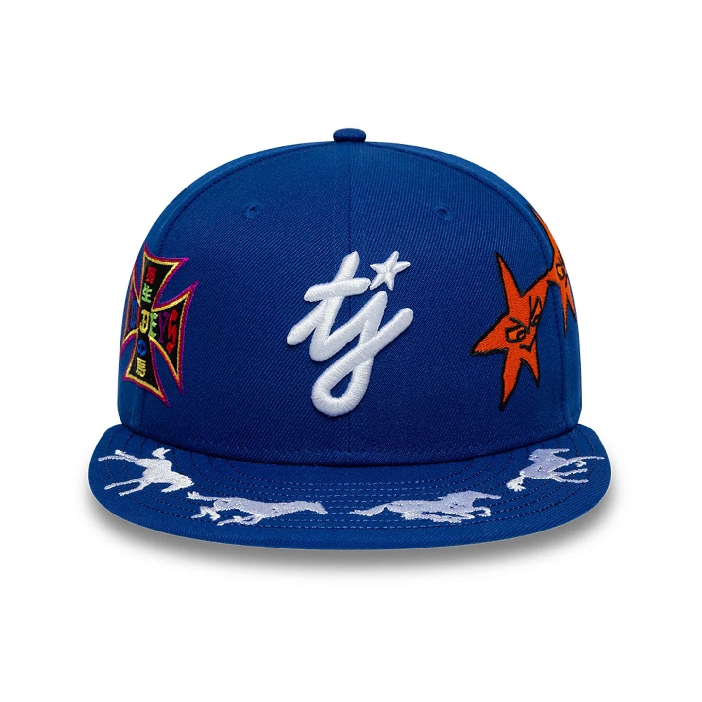 Pictured is this Twojeys X New Era 59FIFTY Fitted cap in blue. 2
