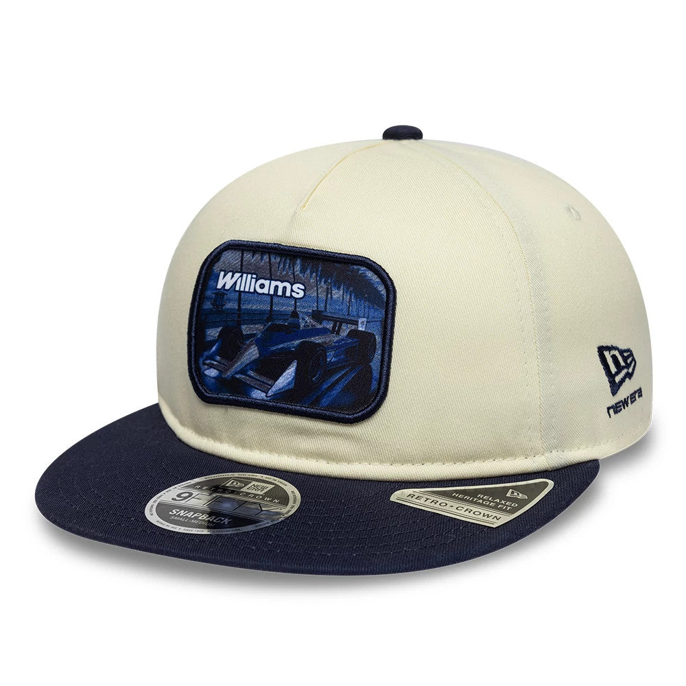 Pictured is this New Wave Atlassian Williams F1 Team Retro Crown 9FIFTY cap in Cream. 1