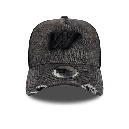 Pictured is this New Wave Denim Atlassian Williams F1 Team 9FORTY A-Frame Trucker cap in black. 2