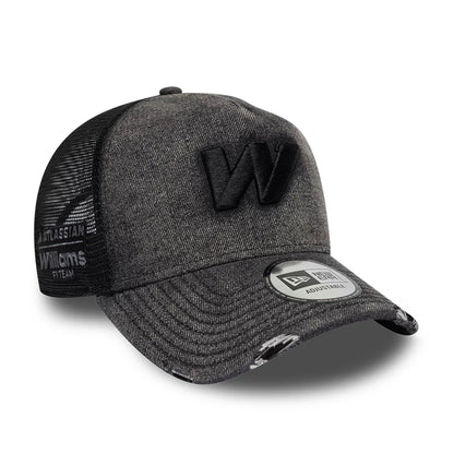 Pictured is this New Wave Denim Atlassian Williams F1 Team 9FORTY A-Frame Trucker cap in black. 3