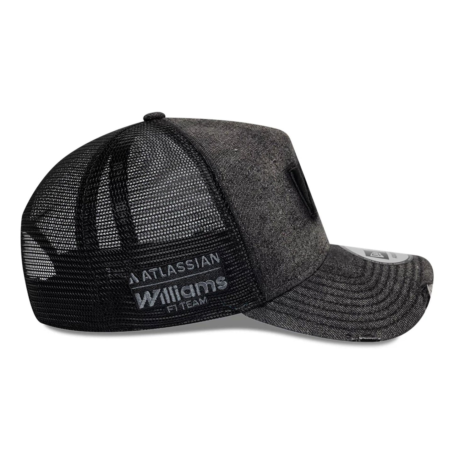 Pictured is this New Wave Denim Atlassian Williams F1 Team 9FORTY A-Frame Trucker cap in black. 4