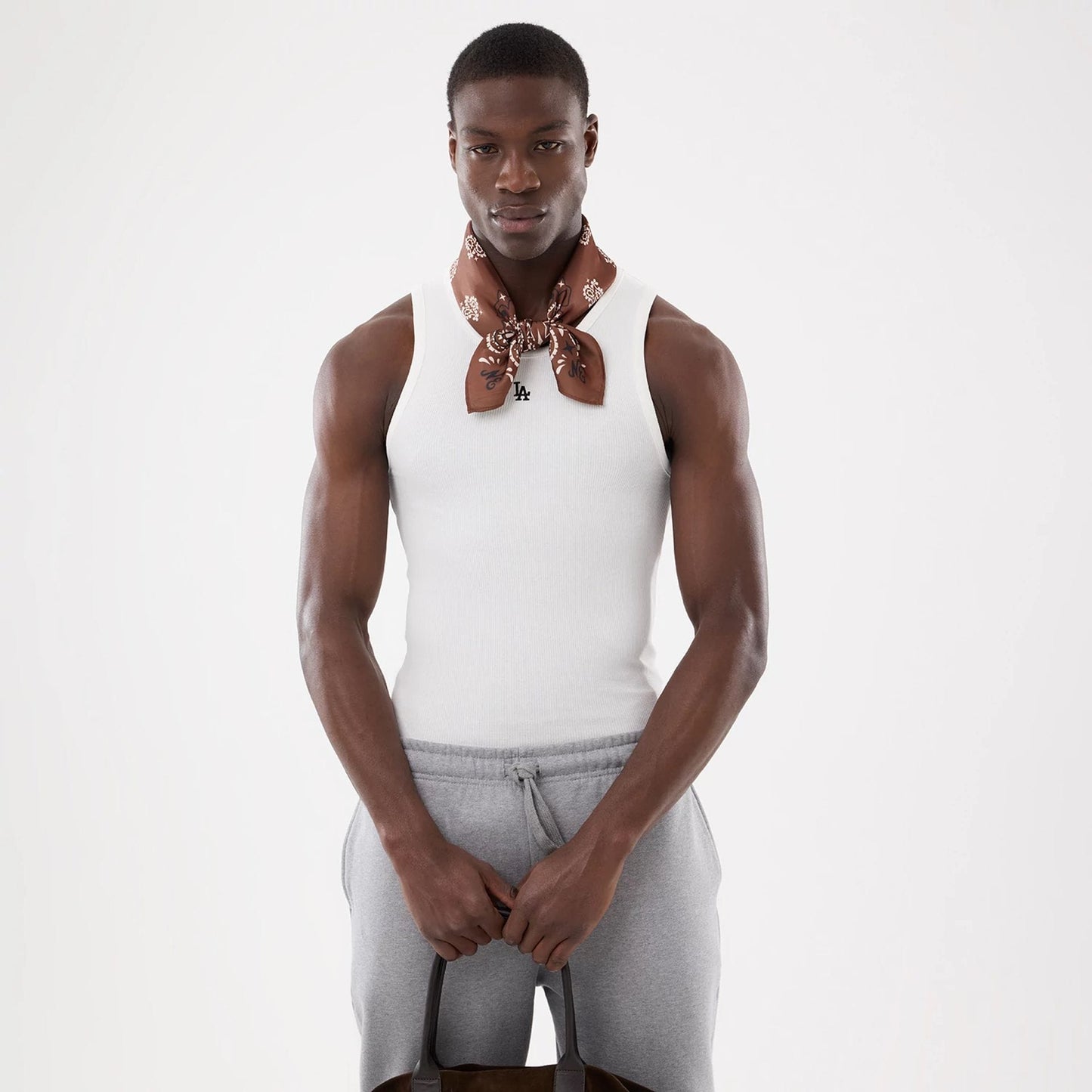 The model is wearing this MLB Rib LA Dodgers Vest in white. 6