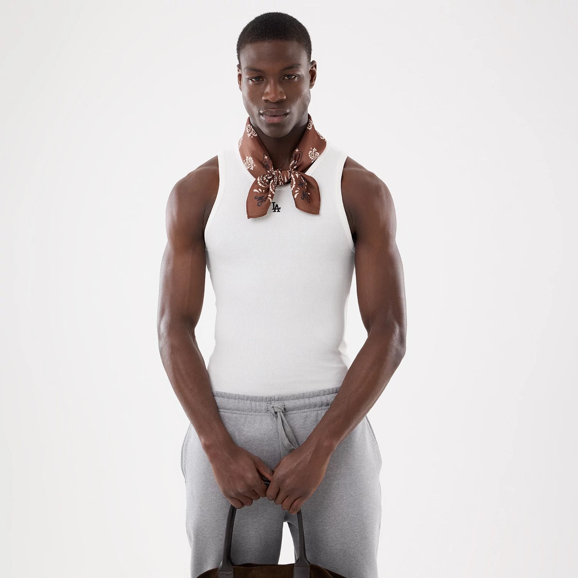 The model is wearing this MLB Rib LA Dodgers Vest in white. 6