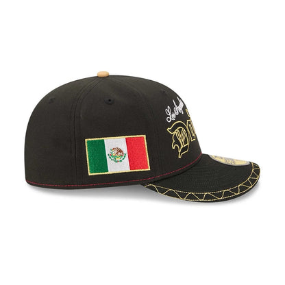 Pictured is this MLB Cinco De Mayo LA Dodgers 59FIFTY Fitted cap in black. 5