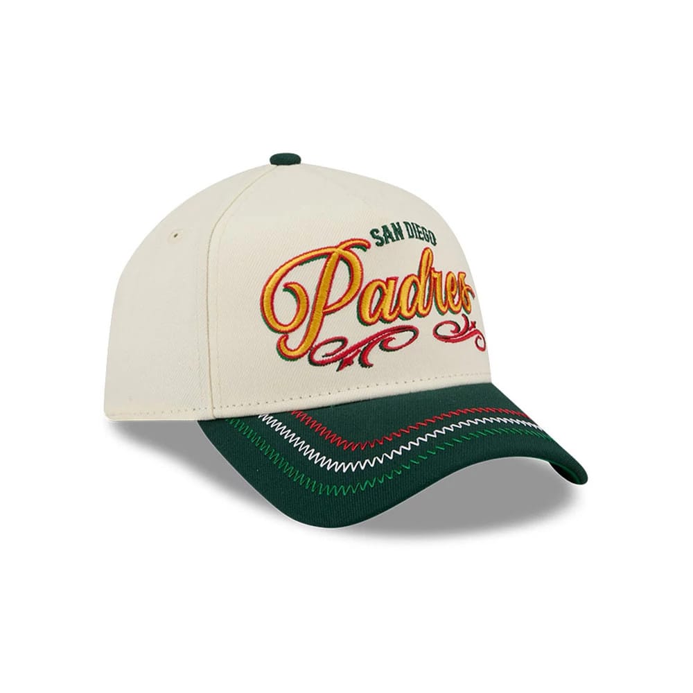 Pictured is this MLB Cinco De Mayo San Diego Padres 9FORTY A-Frame Adjustable cap in cream. 3