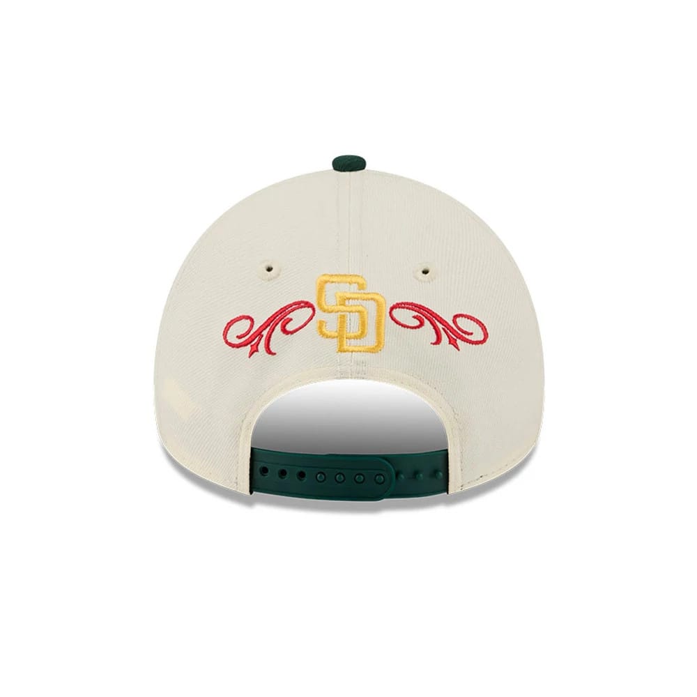Pictured is this MLB Cinco De Mayo San Diego Padres 9FORTY A-Frame Adjustable cap in cream. 4