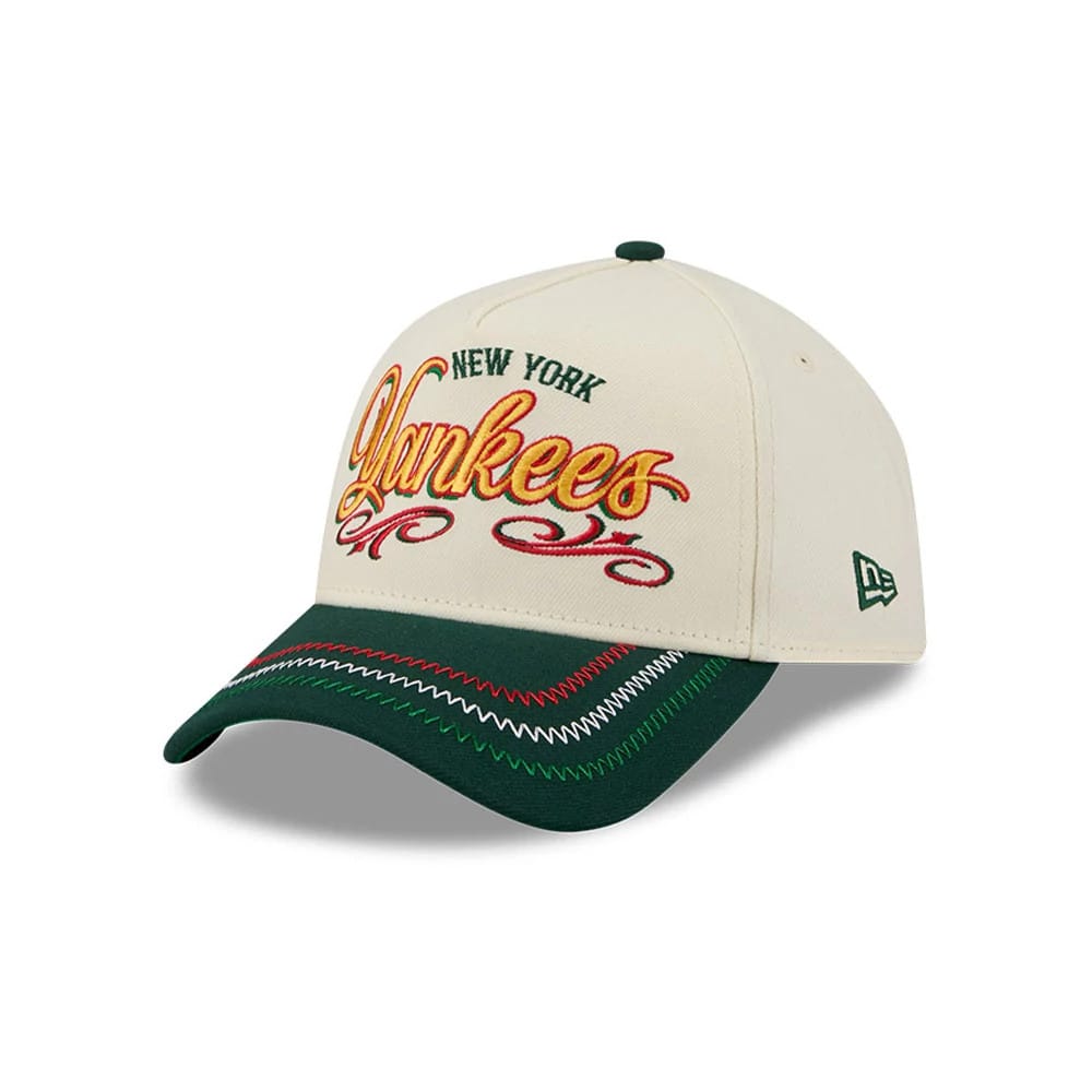 Pictured is this MLB Cinco De Mayo New York Yankees 9FORTY A-Frame Adjustable cap in cream. 1