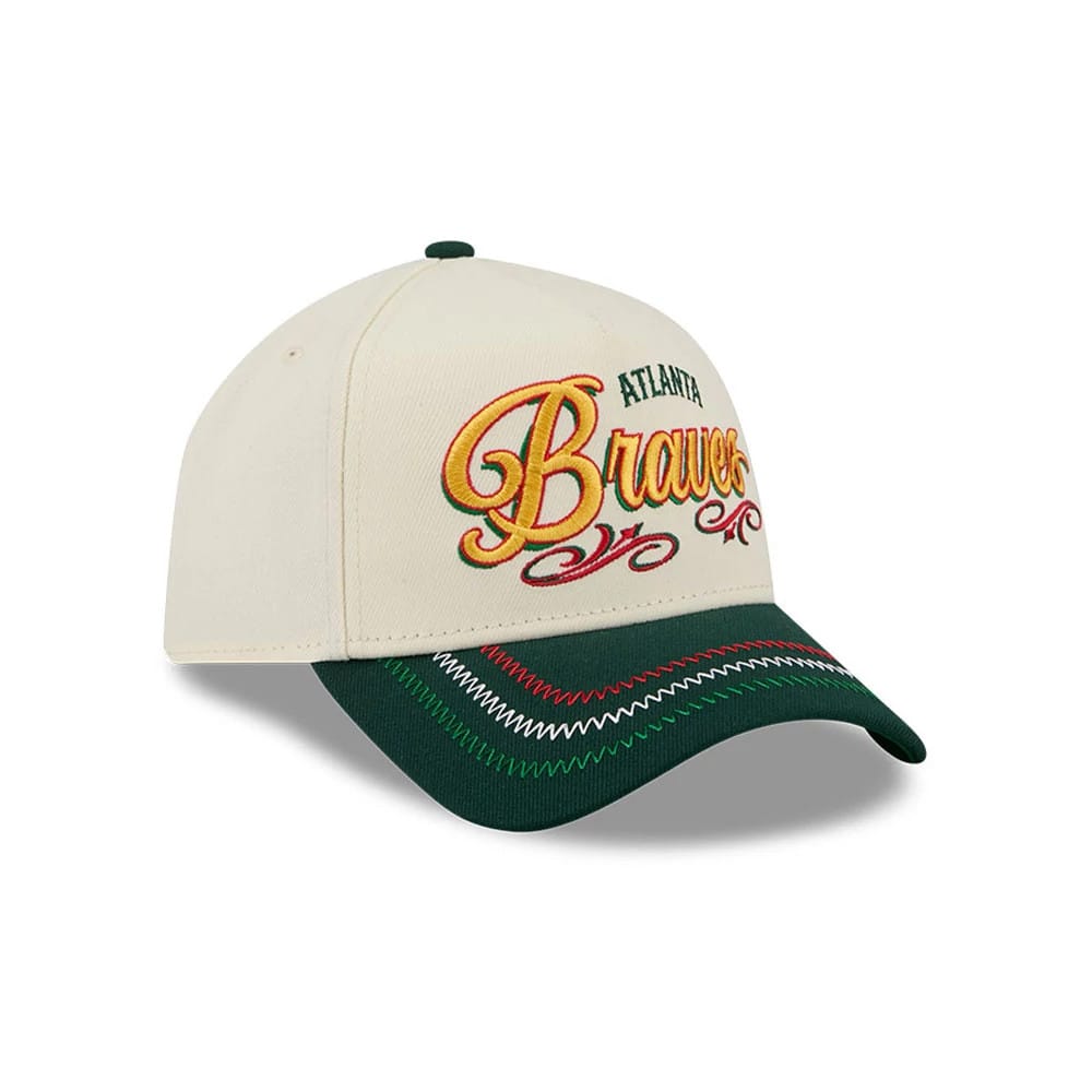 Pictured is this MLB Cinco De Mayo Atlanta Braves 9FORTY A-Frame Adjustable cap in cream. 3