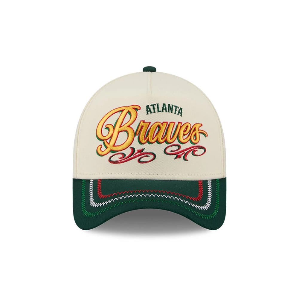 Pictured is this MLB Cinco De Mayo Atlanta Braves 9FORTY A-Frame Adjustable cap in cream. 2