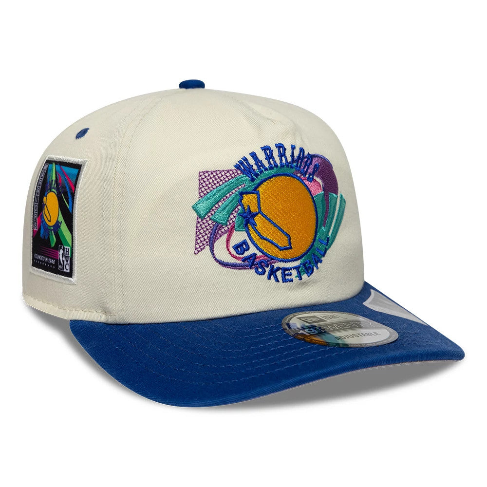Pictured is this NBA Hardwood Classic Golden State Warriors 19TWENTY Adjustable cap in cream & blue. 1