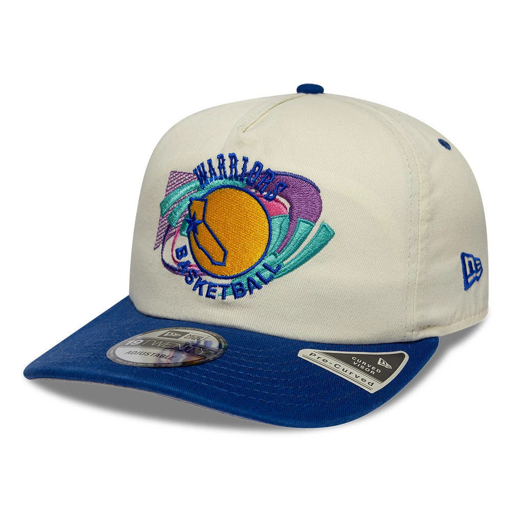 Pictured is this NBA Hardwood Classic Golden State Warriors 19TWENTY Adjustable cap in cream & blue. 4