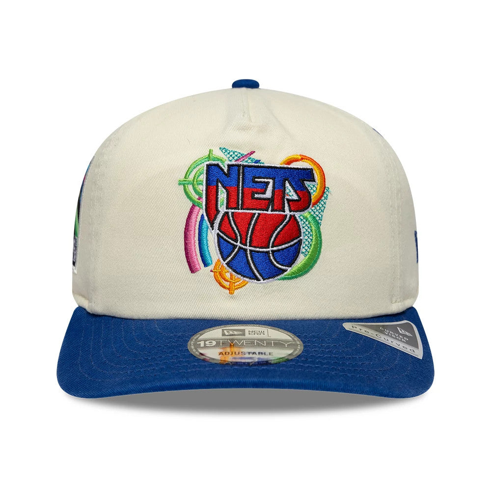 Pictured is this NBA Hardwood Classic New Jersey Nets 19TWENTY Adjustable cap in Cream. 3