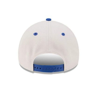 Pictured is this NBA Hardwood Classic New York Knicks 9FORTY A-Frame Adjustable cap in light beige. 7