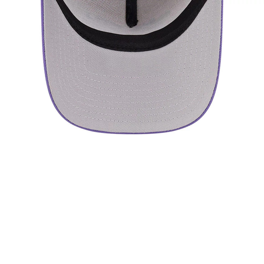 Pictured is this NBA Hardwood Classic LA Lakers 9FORTY A-Frame Adjustable cap in light beige. 2