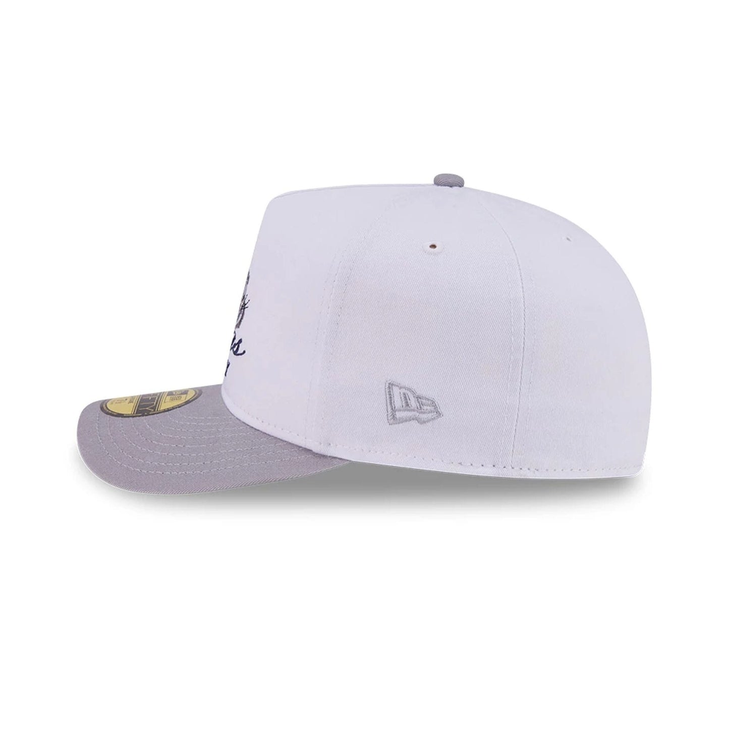 Pictured is this Looney Tunes Bugs Bunny Script 59FIFTY A-Frame Fitted cap in white. 6