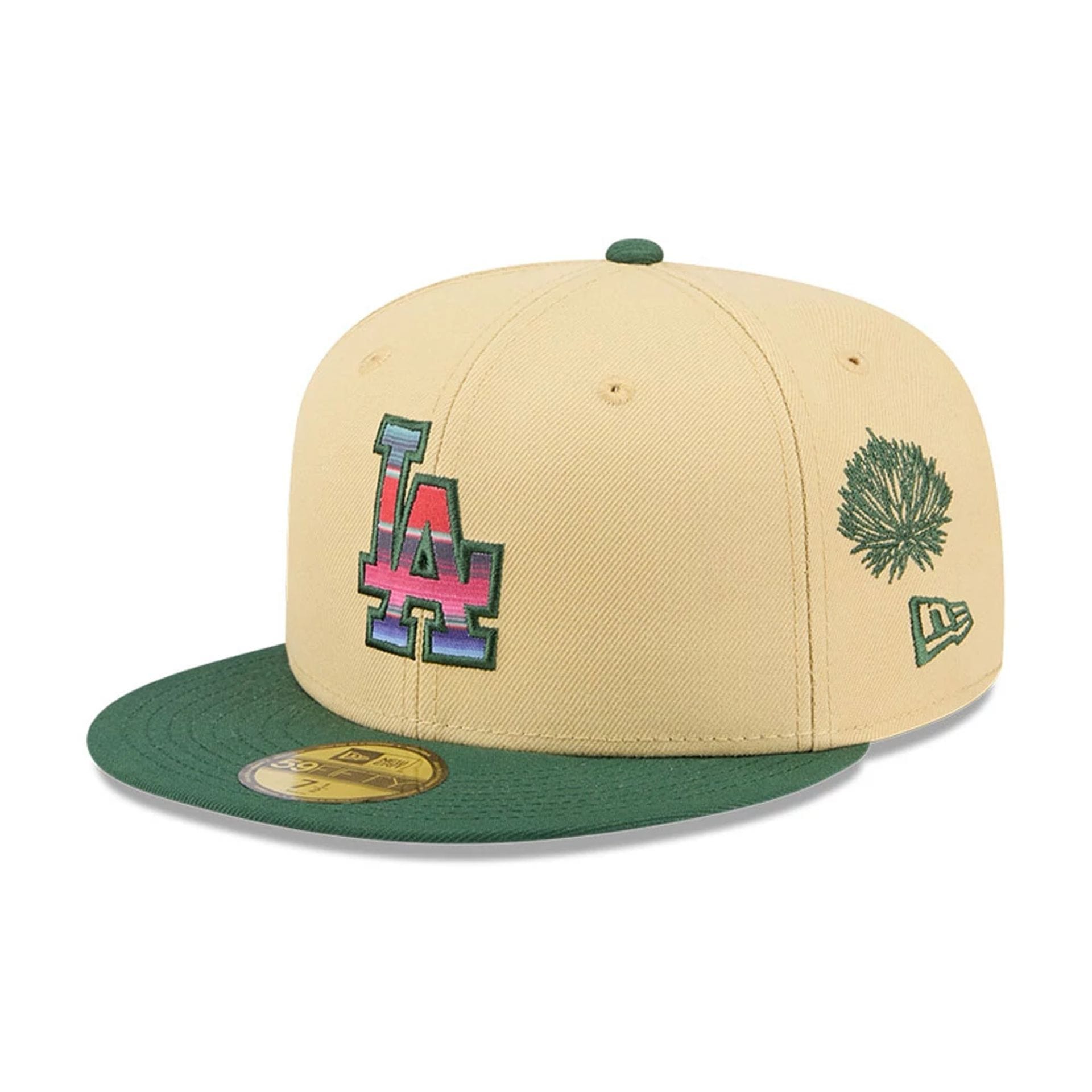 Pictured is this MLB Agave 2Tone LA Dodgers 59FIFTY Fitted cap in light beige. 1