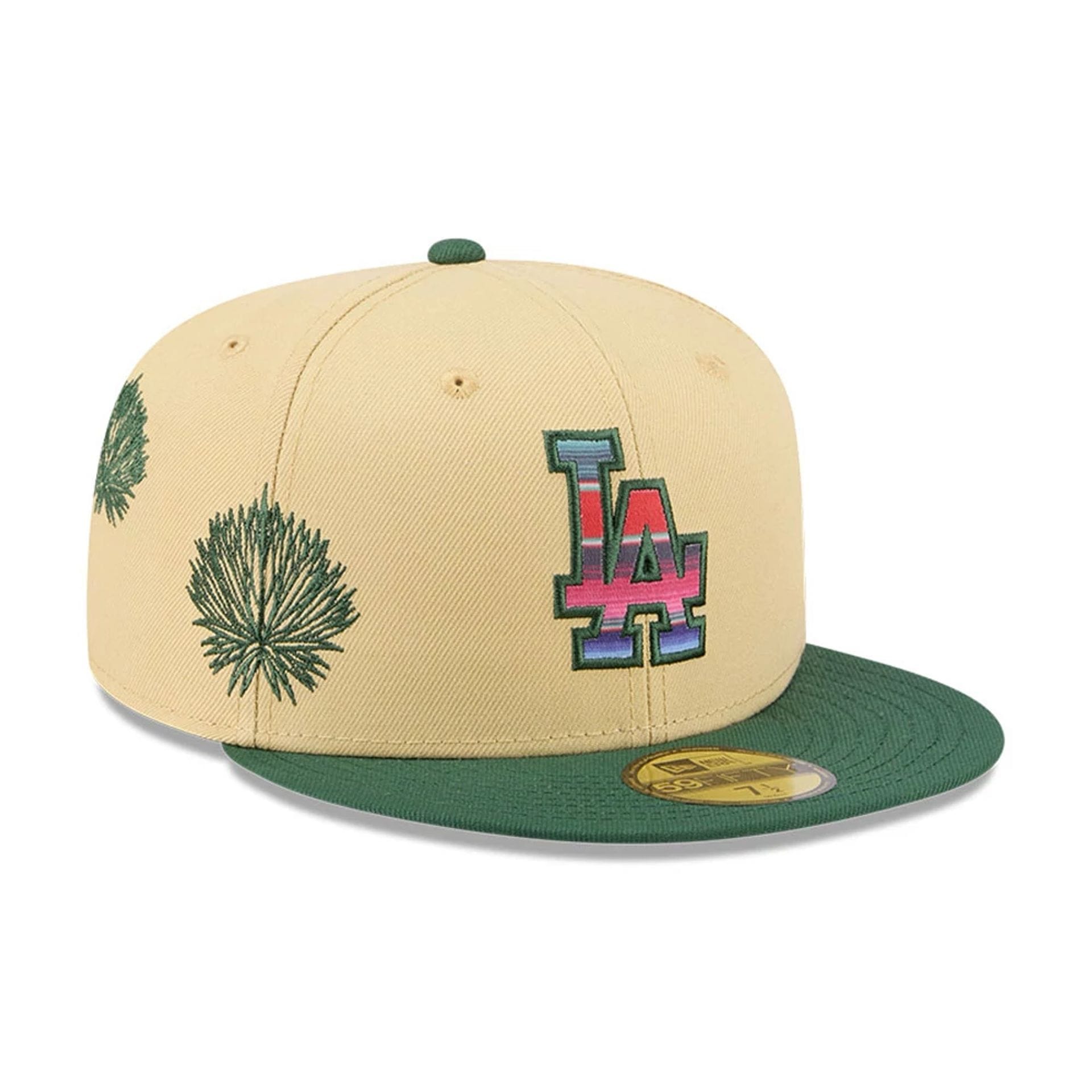 Pictured is this MLB Agave 2Tone LA Dodgers 59FIFTY Fitted cap in light beige. 4