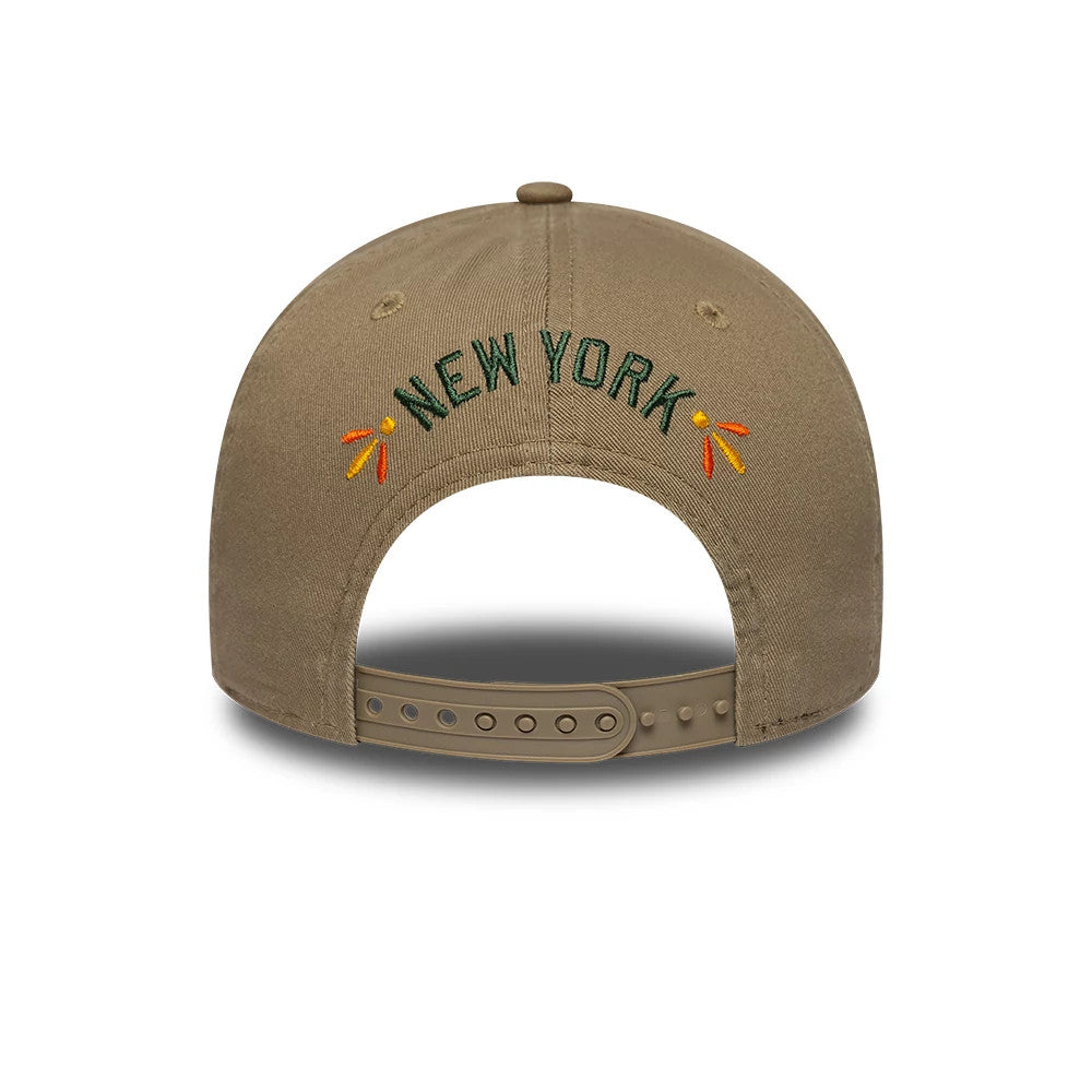 Pictured is this MLB Vibrant Festivities New York Yankees 9FORTY A-Frame Adjustable cap in Beige. 5