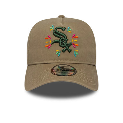 Pictured is this MLB Vibrant Festivities Chicago White Sox 9FORTY A-Frame Adjustable cap in Beige. 4