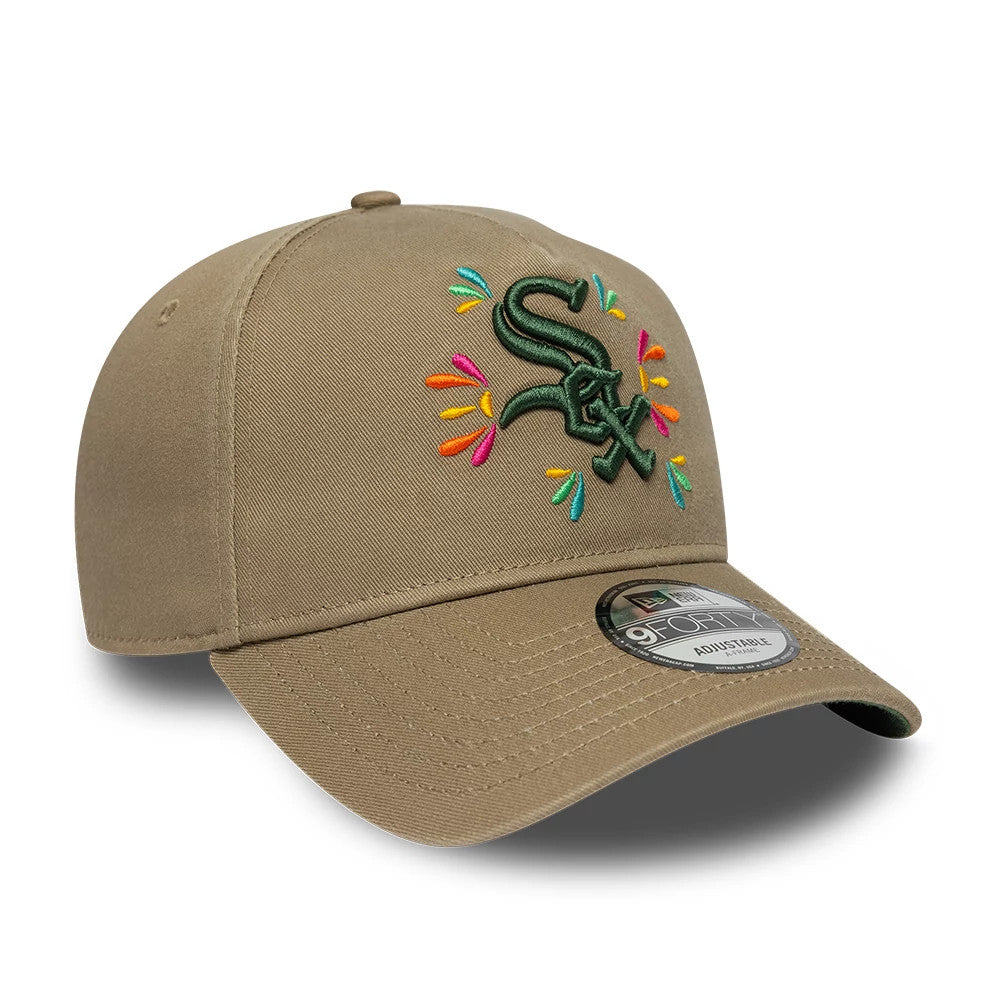 Pictured is this MLB Vibrant Festivities Chicago White Sox 9FORTY A-Frame Adjustable cap in Beige. 5