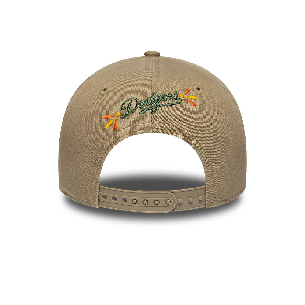 Pictured is this MLB Vibrant Festivities LA Dodgers 9FORTY A-Frame Adjustable cap in Beige. 3
