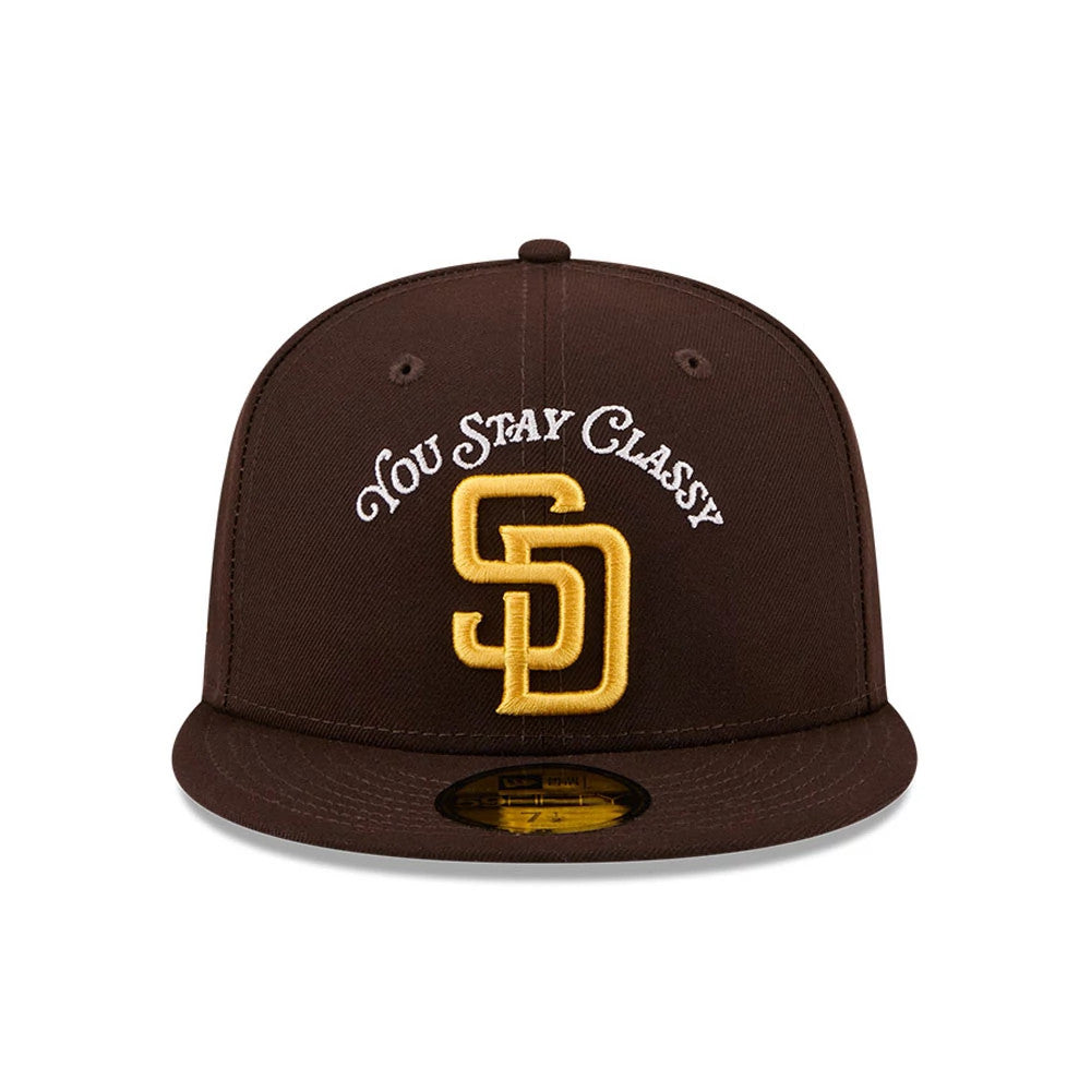 Pictured is this MLB X Anchorman Stay Classy San Diego Padres 59FIFTY Fitted cap in Black. 3