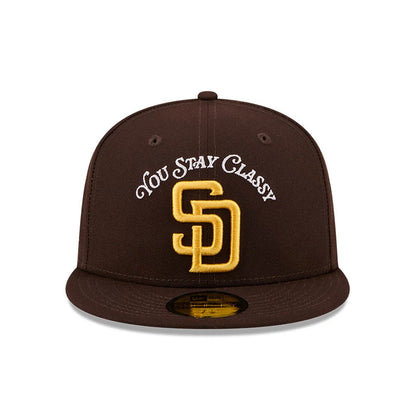 Pictured is this MLB X Anchorman Stay Classy San Diego Padres 59FIFTY Fitted cap in Black. 3
