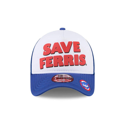 Pictured is this MLB X Ferris Bueller's Day Off Chicago Cubs 9FORTY A-Frame Trucker Adjustable cap in white. 3
