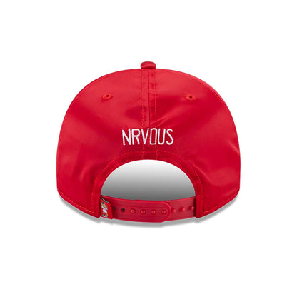 Pictured is this MLB X Ferris Bueller's Day Off Chicago Cubs 9FIFTY A-Frame Snapback Adjustable cap in red. 7
