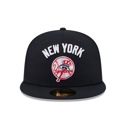 Pictured is this MLB X Seinfeld New York Yankees 59FIFTY Fitted cap in navy. 3