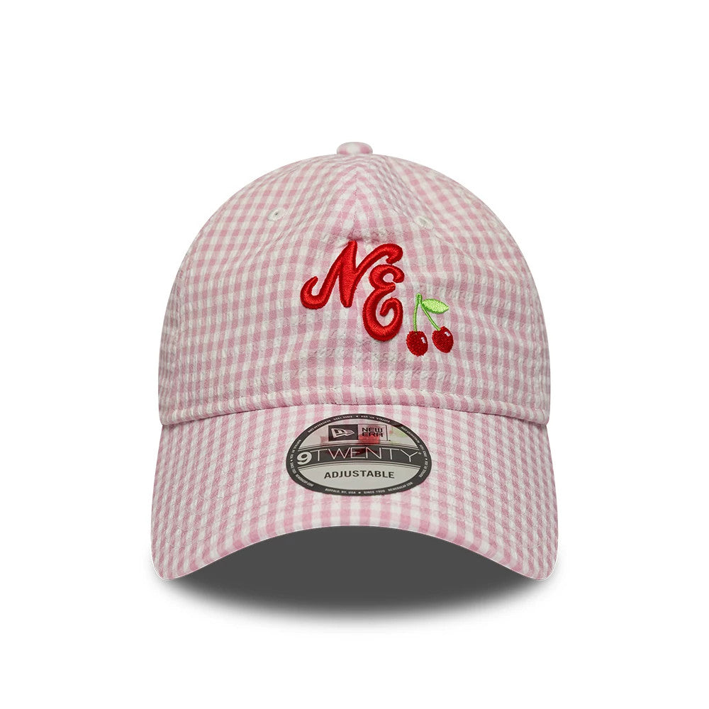 Pictured is this New Era Gingham Bowback 9TWENTY Adjustable cap in pastel pink. 3