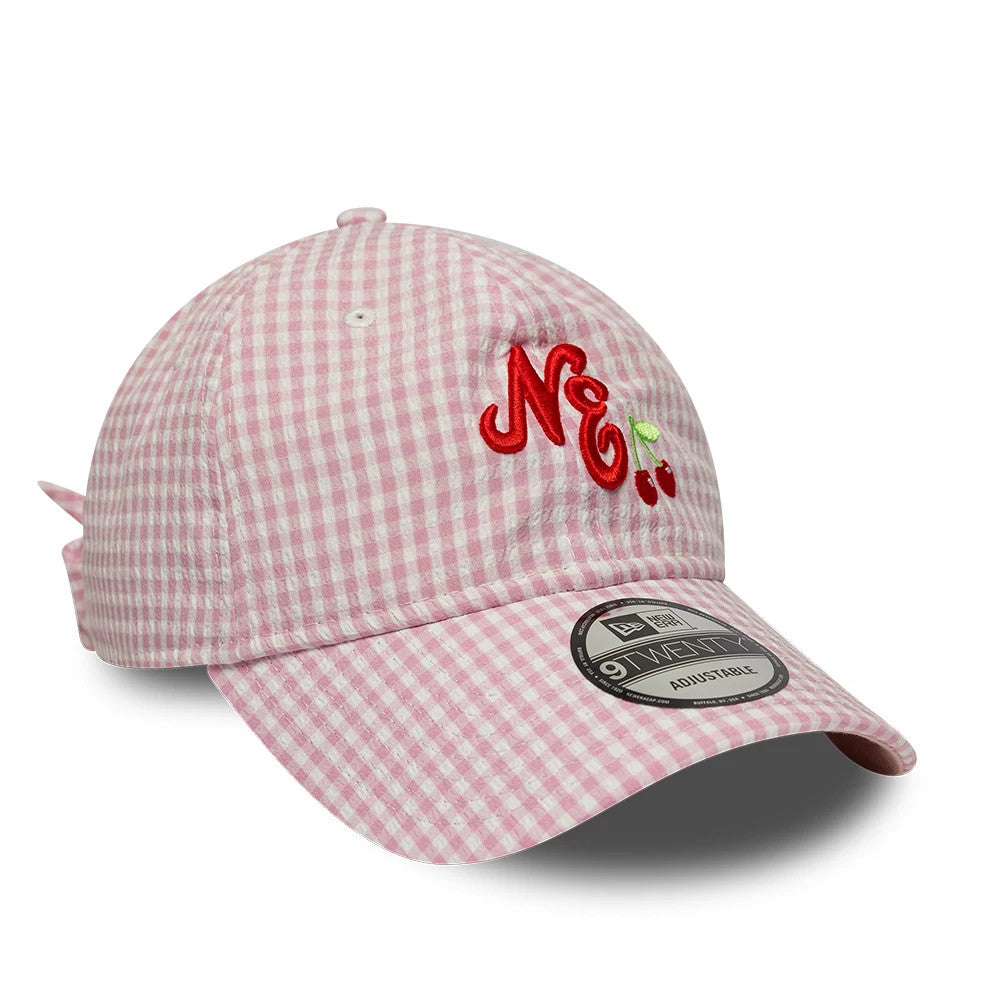 Pictured is this New Era Gingham Bowback 9TWENTY Adjustable cap in pastel pink. 4